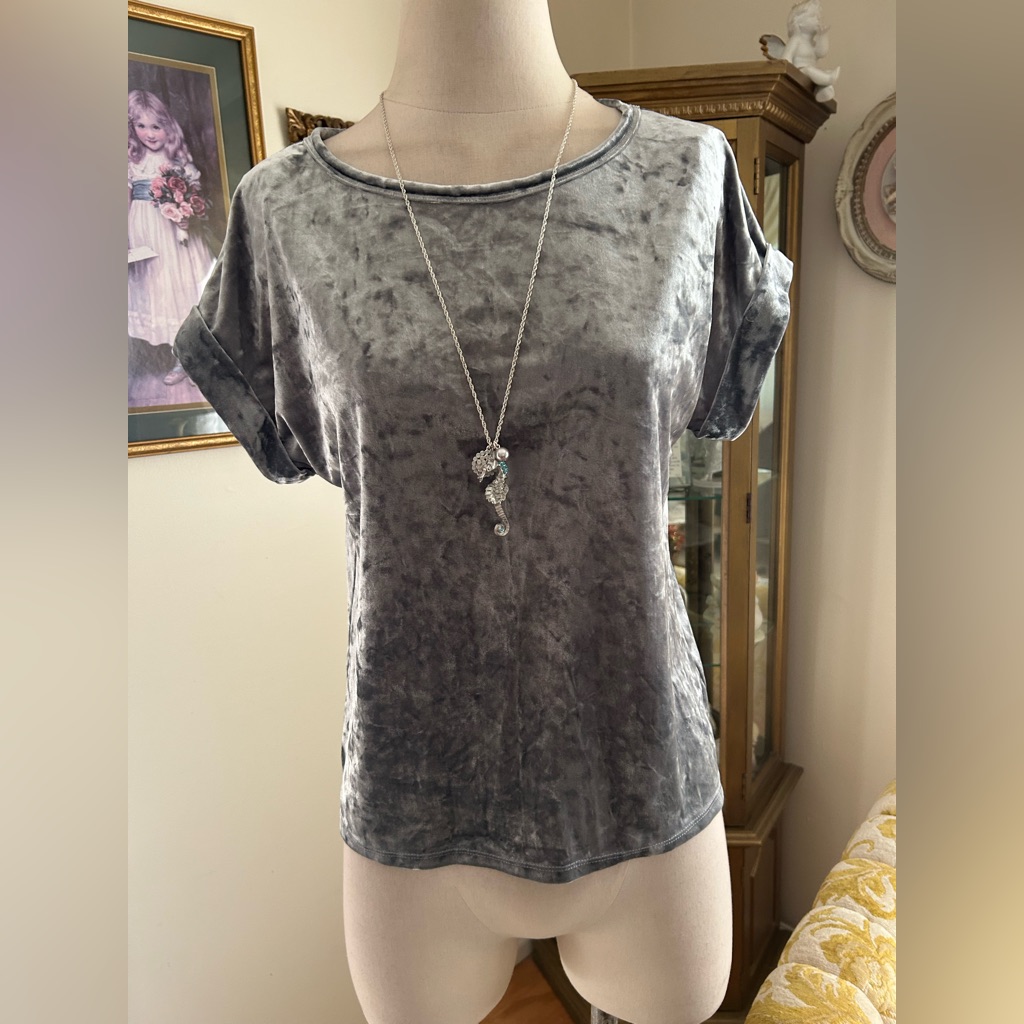 Gap Like New Elegant Gray Crushed Velvet Top Sz S. C:4719